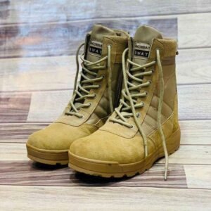 Men's Beige SWAT Knee High Boots Synthetic Leather All Season